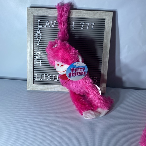 Fuzzy friend monkey pink and white - Picture 4 of 5